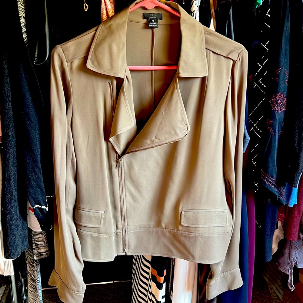 Never worn brown silk J Crew Jacket